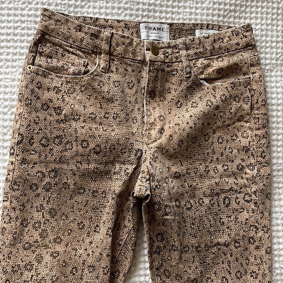 FRAME Le Crop Mini Boot Snake-print Mid-rise Bootcut Jeans Size 28 - Picture 3 of 9